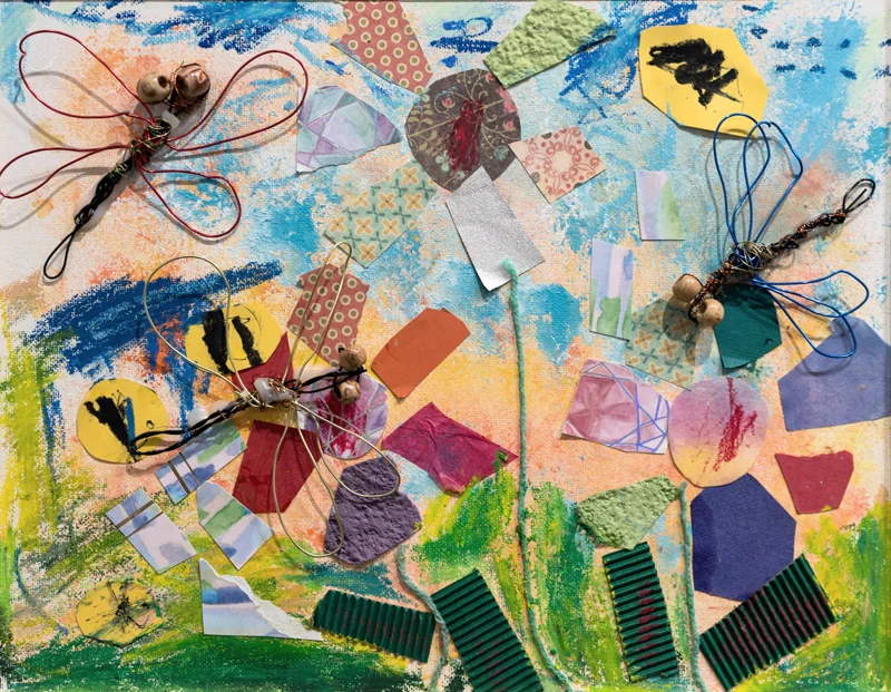 A red Dragonfly and the sky by Eric Yoo, exhibited at Color Unbound