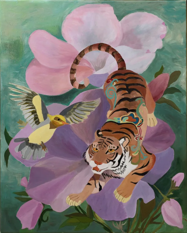 A bird meets a tiger by Ji Seok Yoo, exhibited at Color Unbound
