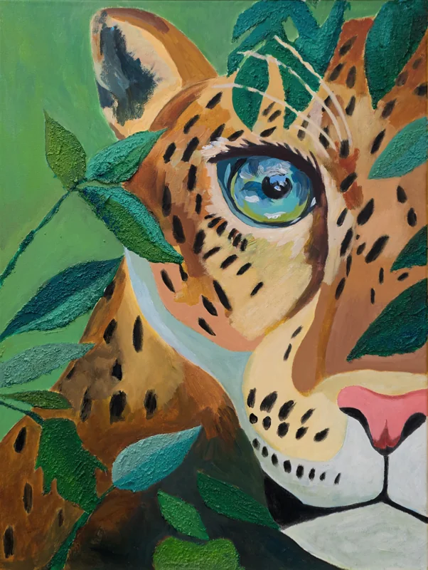 Looking at a leopard by Ji Seok Yoo, exhibited at Color Unbound